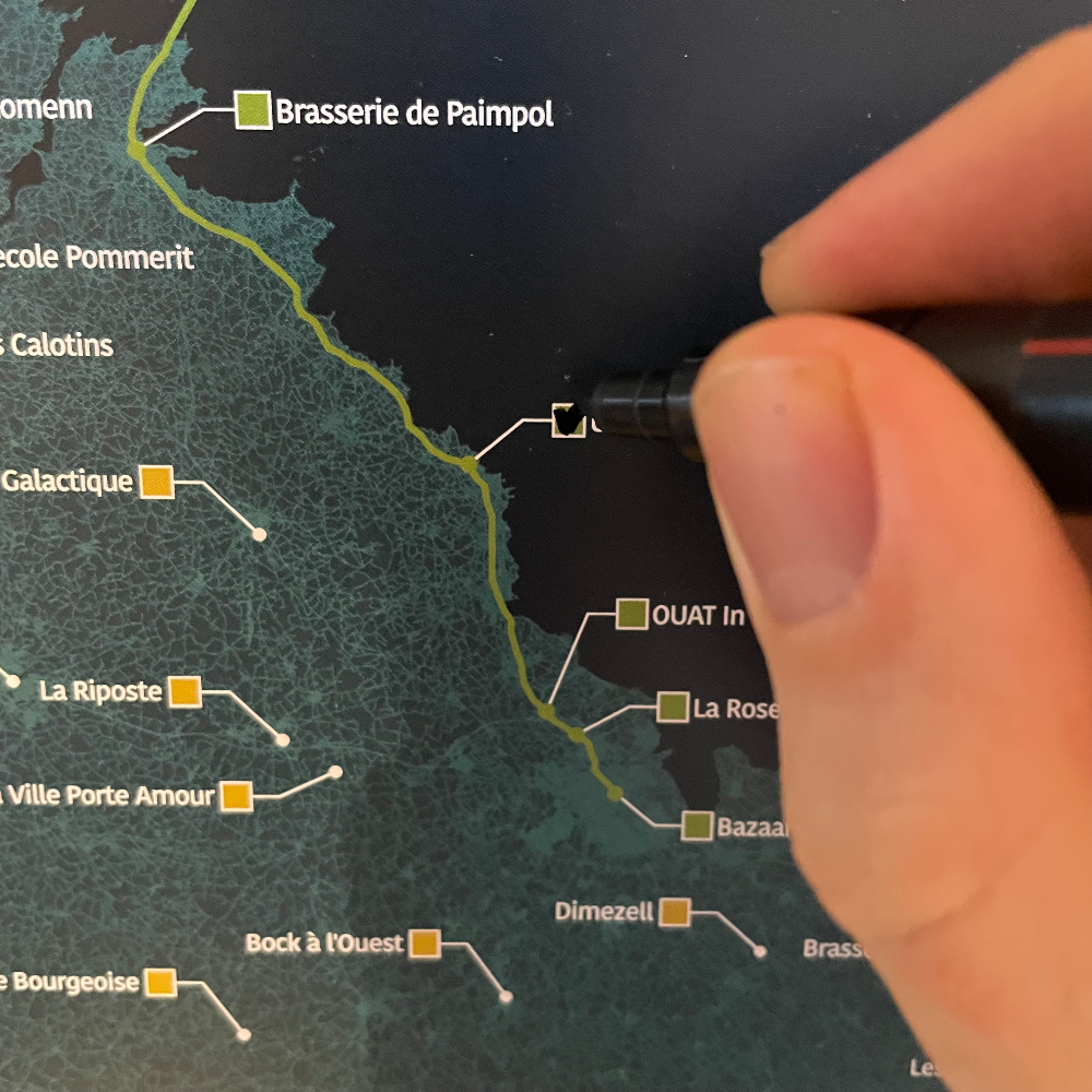 Carte des Bière Côtes-d'Armor (49 brasseries à cocher)