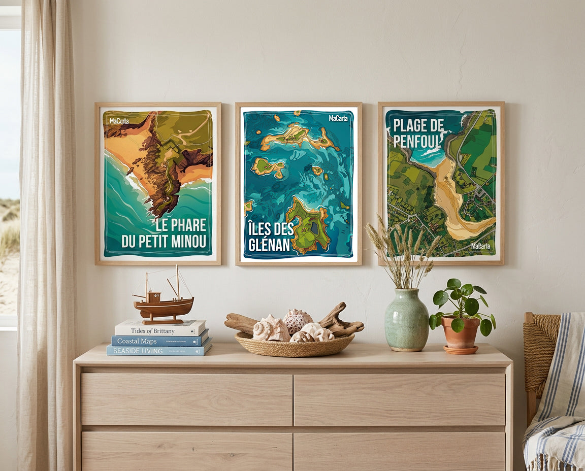 Affiche Îles des Glénan | Affiche Bretagne réversible 30x40