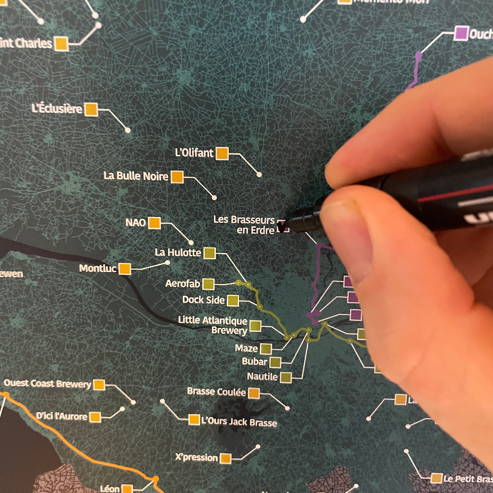 Carte des Bière Loire-Atlantique (59 brasseries à cocher)