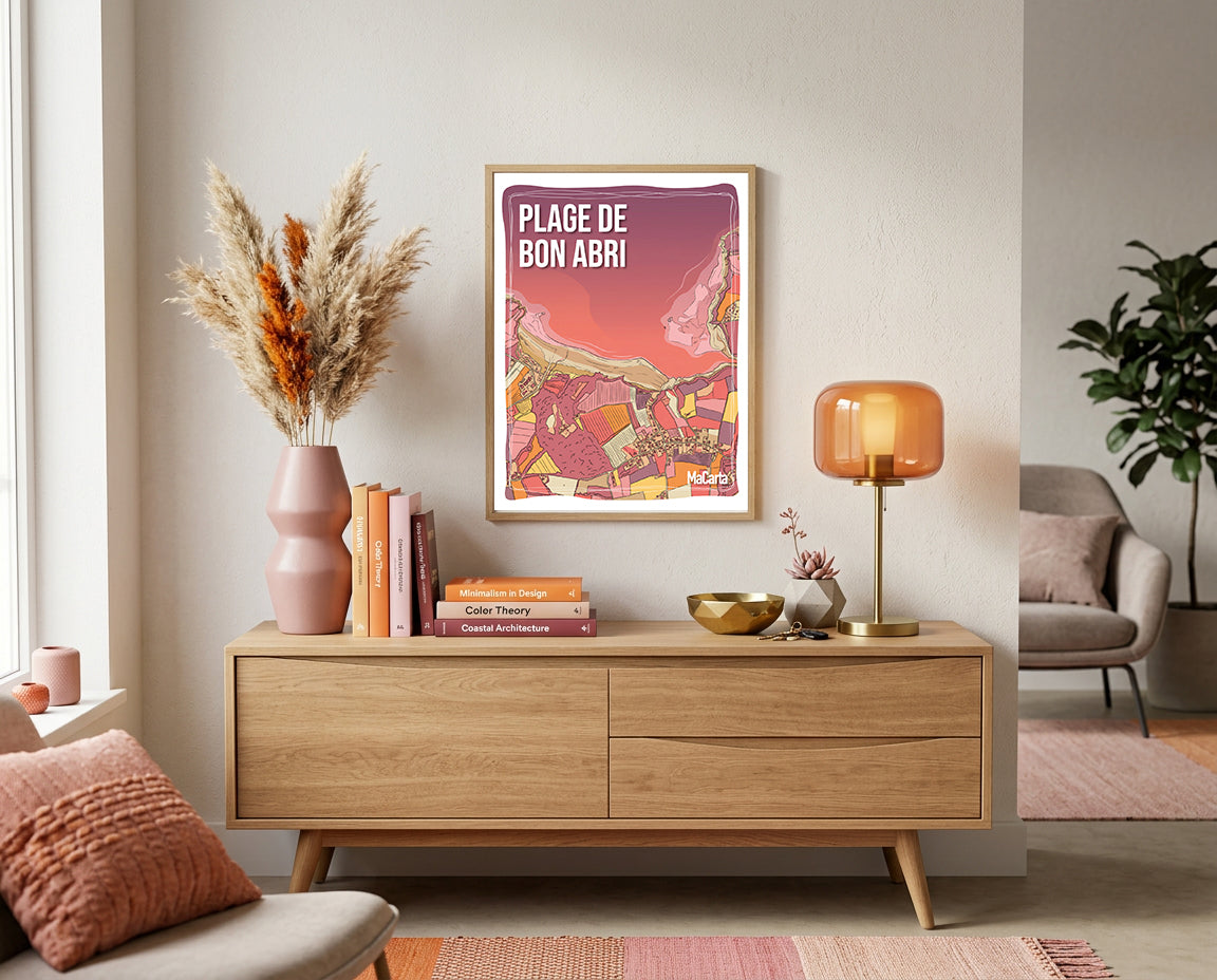 Affiche Plage de Bon Abri – Hillion – Affiche Bretagne réversible 30x40