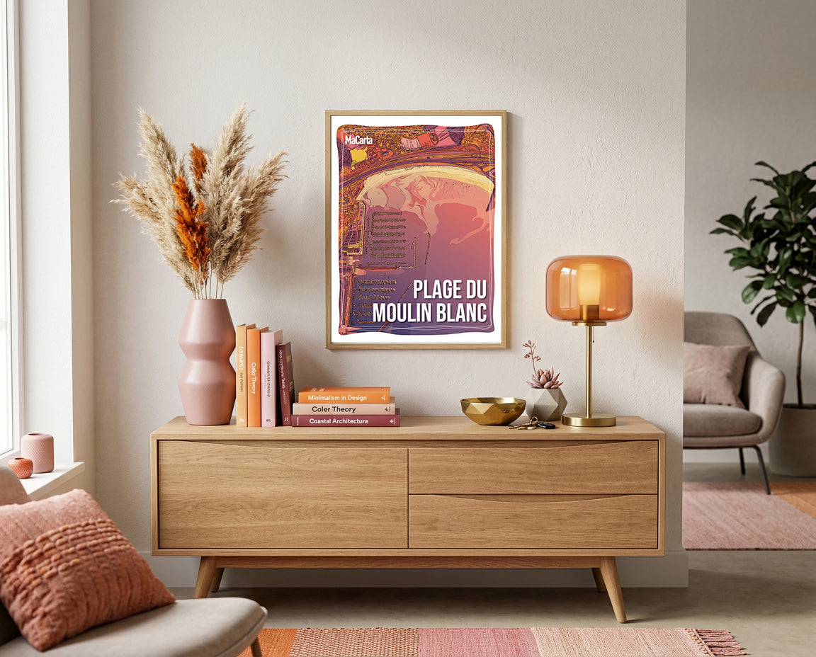 Affiche Plage du Moulin Blanc – Affiche Bretagne réversible 30x40