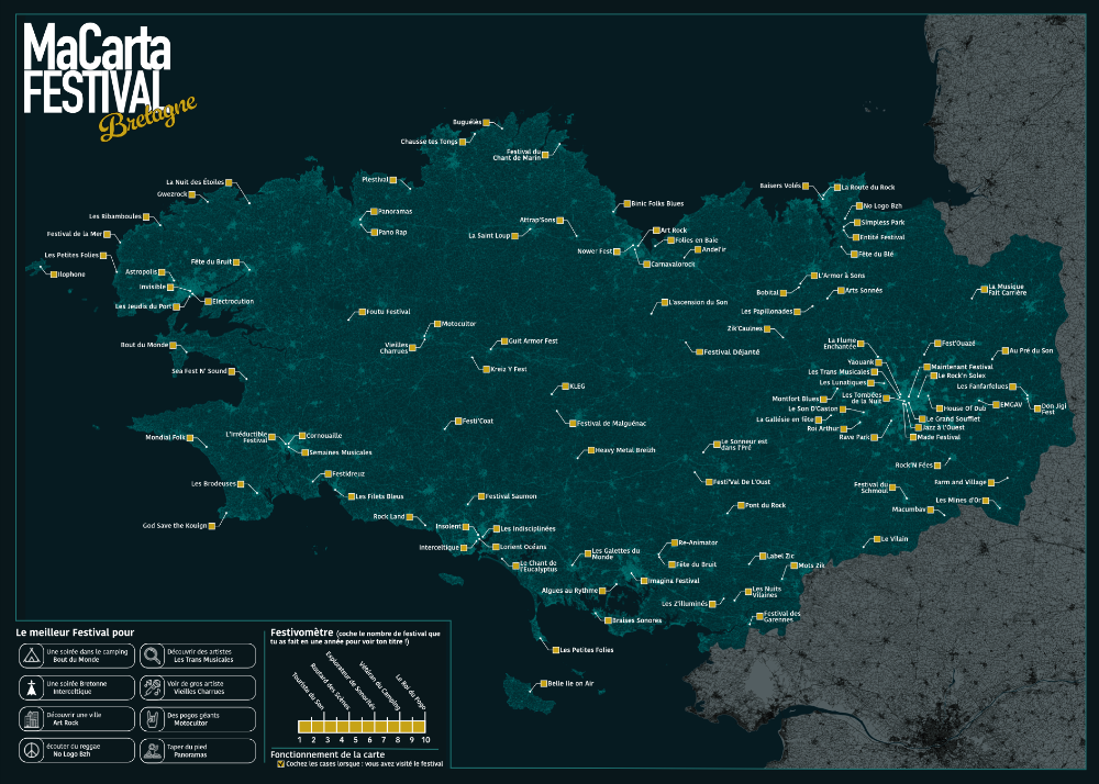 Carte des Festivals de Bretagne