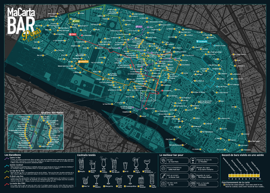 Carte des Bars de Paris 1er, 2ème, 3ème et 4ème arrondissements