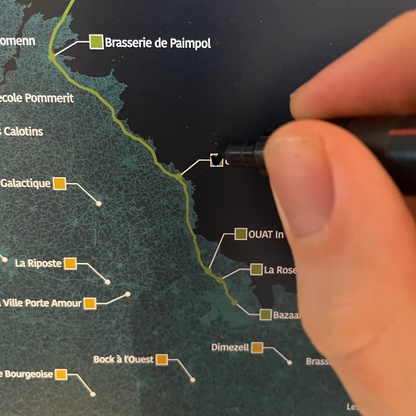 Carte des Bière Côtes-d'Armor (49 brasseries à cocher)