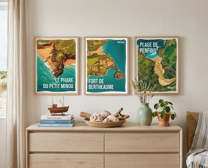 Affiche Fort de Bertheaume – Plougonvelin | Affiche Bretagne réversible 30x40