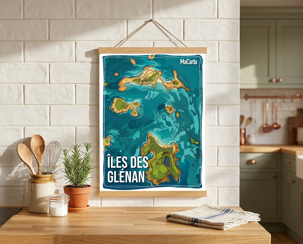 Affiche Îles des Glénan | Affiche Bretagne réversible 30x40