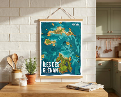 Affiche Îles des Glénan | Affiche Bretagne réversible 30x40
