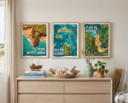 Affiche Îles des Glénan | Affiche Bretagne réversible 30x40