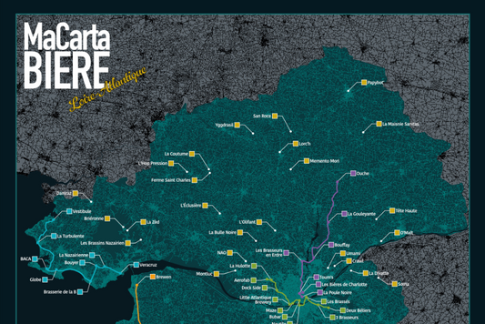 Carte des Bière Loire-Atlantique (59 brasseries à cocher)