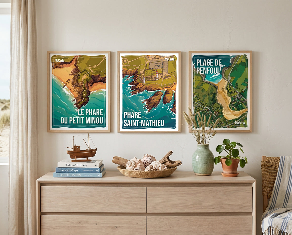 Affiche Phare Saint-Mathieu - Plougonvelin | Affiche Bretagne réversible 30x40