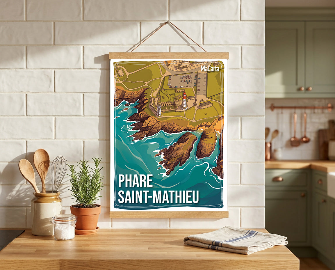 Affiche Phare Saint-Mathieu - Plougonvelin | Affiche Bretagne réversible 30x40