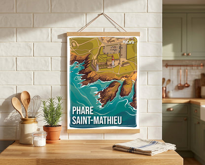 Affiche Phare Saint-Mathieu - Plougonvelin | Affiche Bretagne réversible 30x40