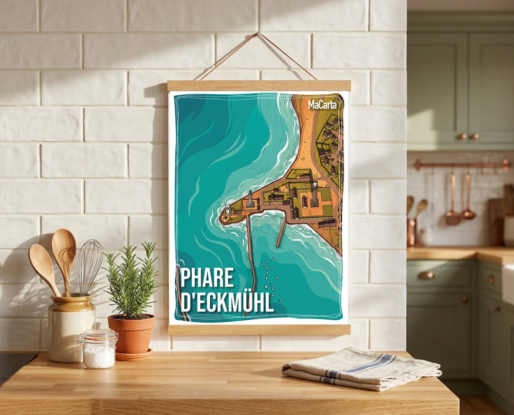 Affiche Phare d'Eckmühl - Penmarch | Affiche Bretagne réversible 30x40