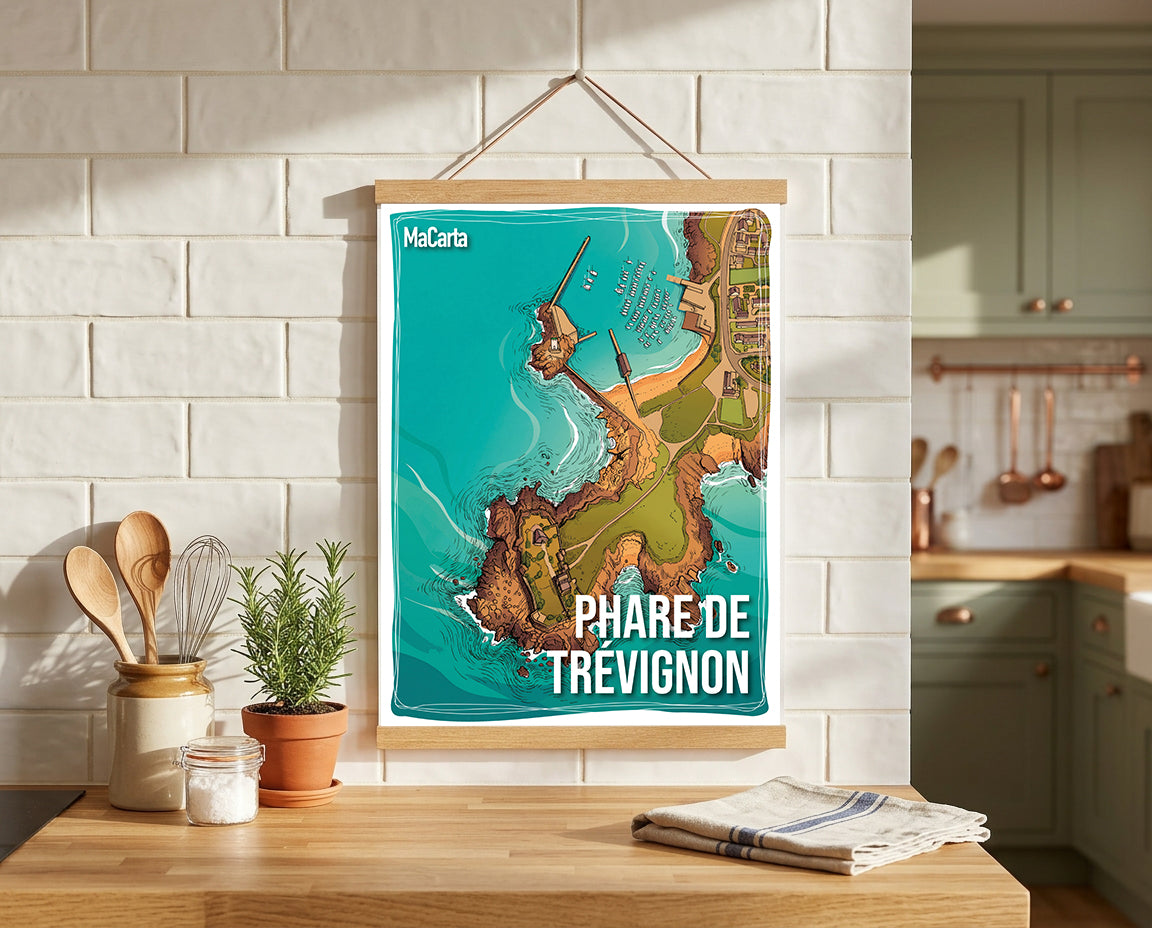 Affiche Phare de Trévignon - Trégunc | Affiche Bretagne réversible 30x40