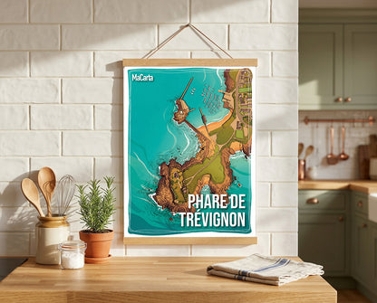 Affiche Phare de Trévignon - Trégunc | Affiche Bretagne réversible 30x40