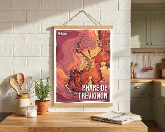 Affiche Phare de Trévignon - Trégunc | Affiche Bretagne réversible 30x40