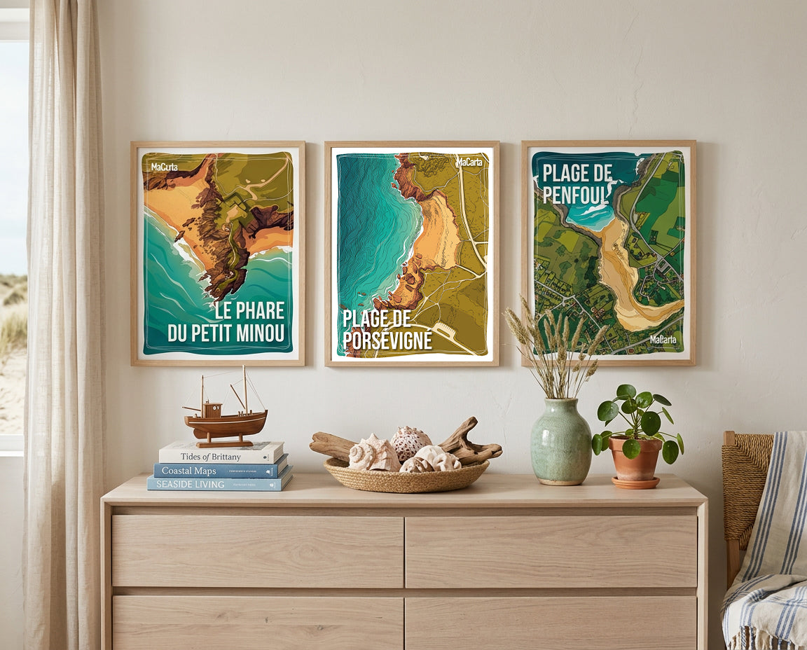 Affiche Plage de Porsévigné - Plouarzel | Affiche Bretagne réversible 30x40