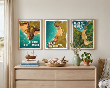 Affiche Plage de Porsévigné - Plouarzel | Affiche Bretagne réversible 30x40