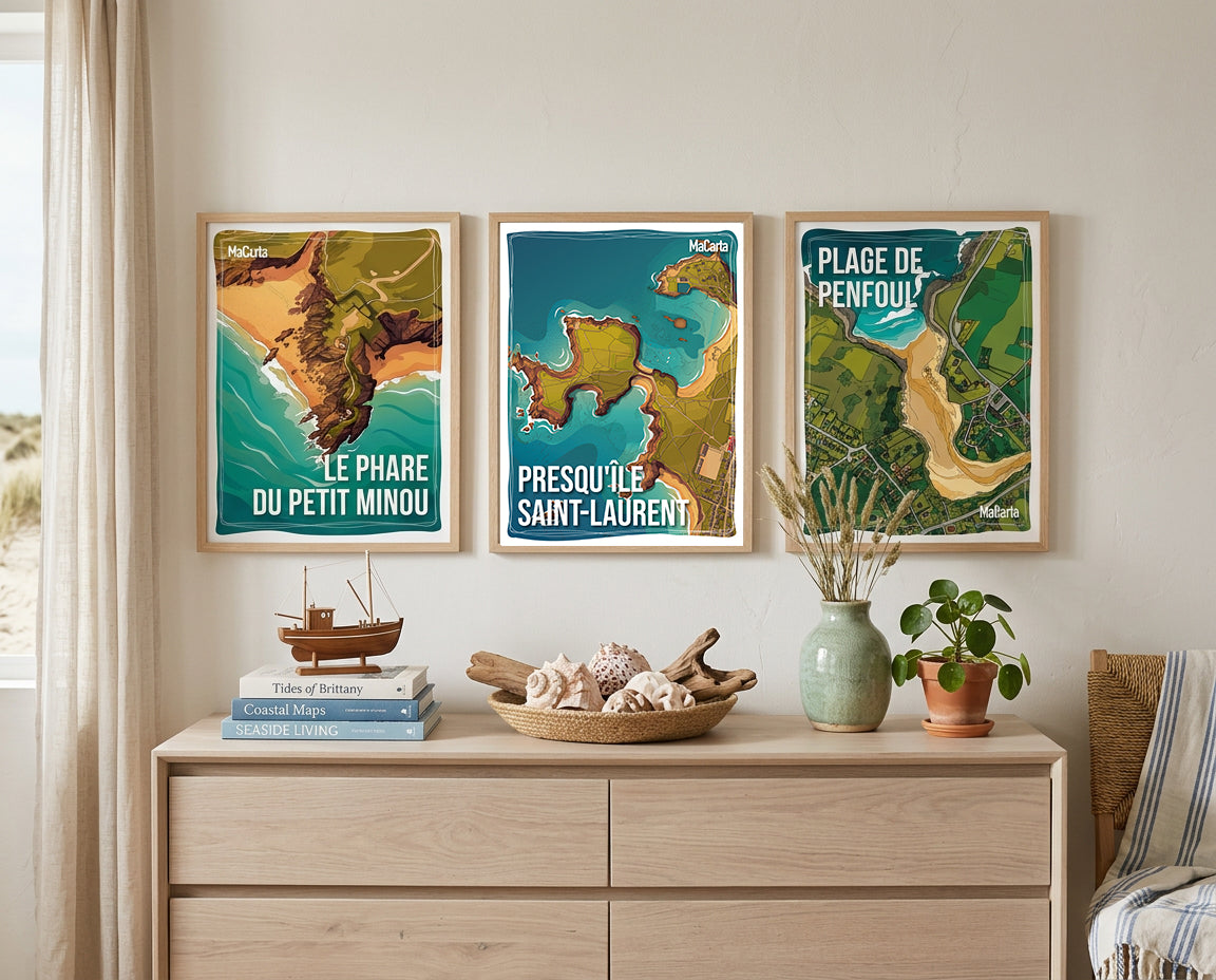 Affiche Presqu'île Saint-Laurent - Porspoder | Affiche Bretagne réversible 30x40