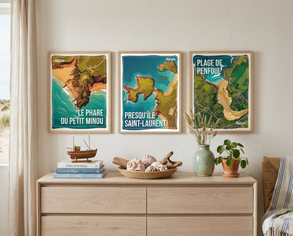 Affiche Presqu'île Saint-Laurent - Porspoder | Affiche Bretagne réversible 30x40