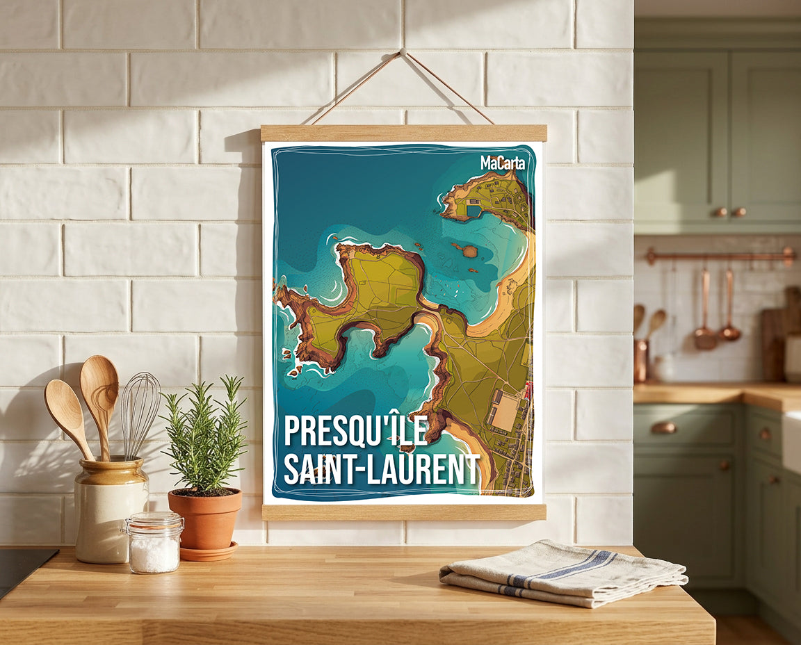 Affiche Presqu'île Saint-Laurent - Porspoder | Affiche Bretagne réversible 30x40