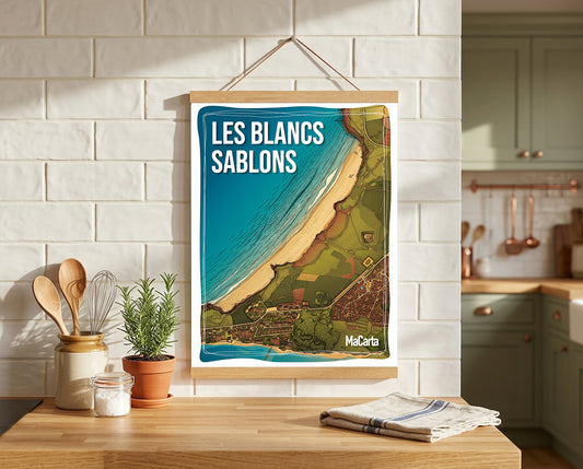 Affiche Plage des Blancs Sablons – Affiche Bretagne réversible 30x40