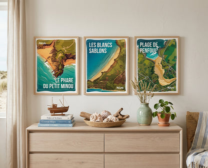 Affiche Plage des Blancs Sablons – Affiche Bretagne réversible 30x40