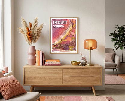 Affiche Plage des Blancs Sablons – Affiche Bretagne réversible 30x40
