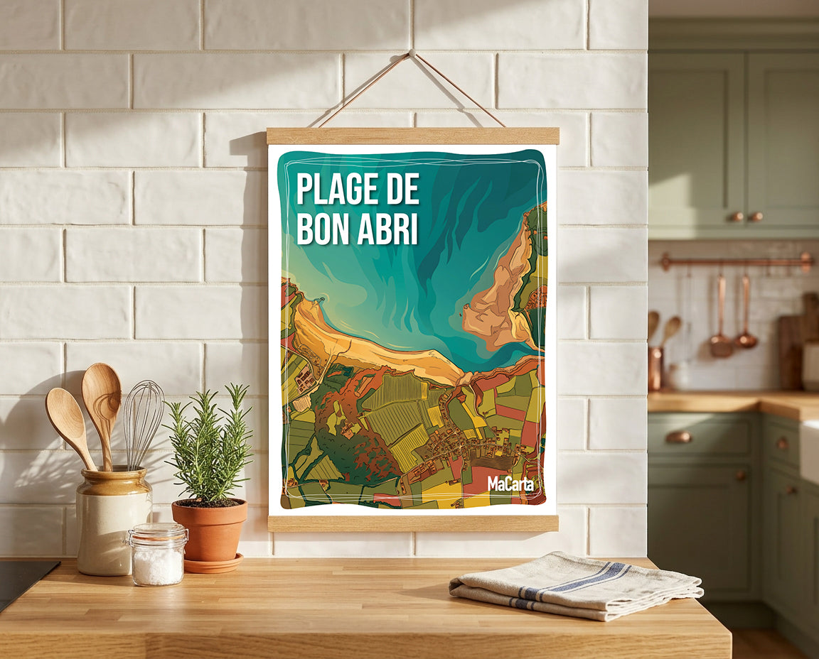 Affiche Plage de Bon Abri – Hillion – Affiche Bretagne réversible 30x40