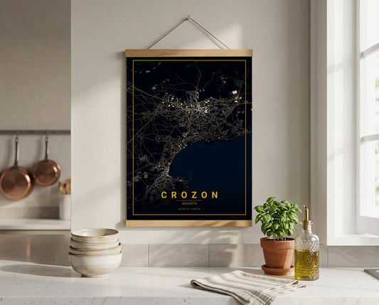Affiche Carte de Crozon – Poster carte décorative réversible 30x40 | Bretagne