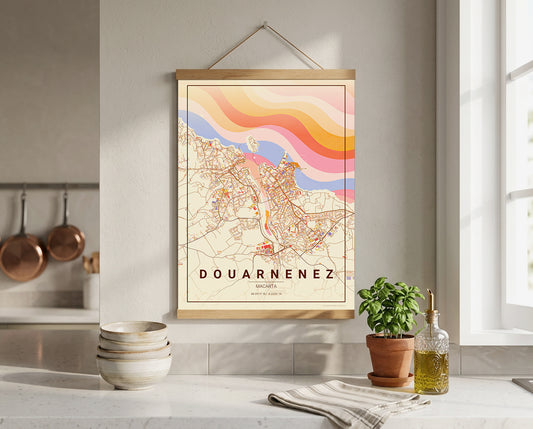 Affiche Carte de Douarnenez – Poster carte décorative réversible 30x40 | Bretagne