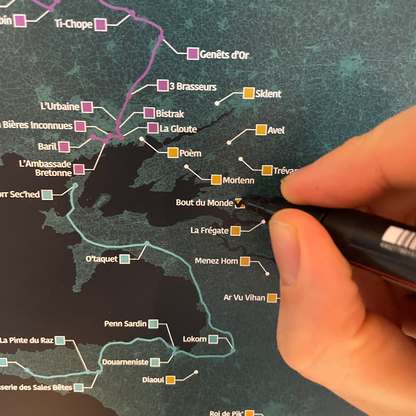 Carte des Bière Finistère (73 brasseries à cocher)