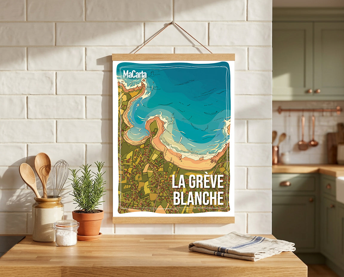 Affiche Plage de la Grève Blanche – Affiche Bretagne réversible 30x40