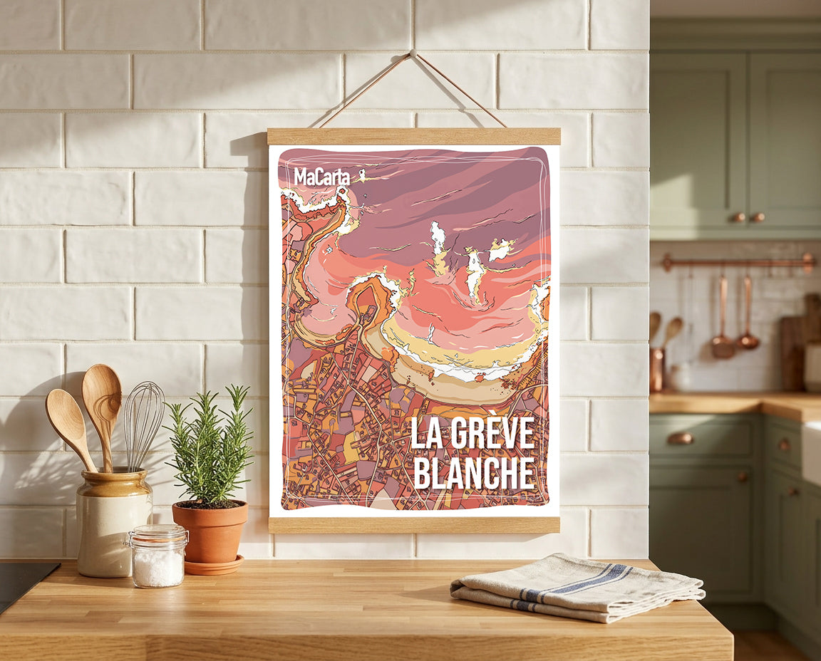 Affiche Plage de la Grève Blanche – Affiche Bretagne réversible 30x40