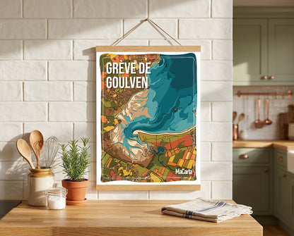 Affiche Grève de Goulven – Affiche Bretagne réversible 30x40