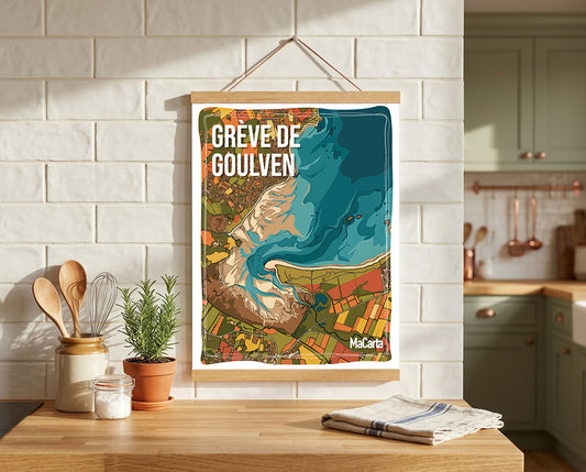 Affiche Grève de Goulven – Affiche Bretagne réversible 30x40