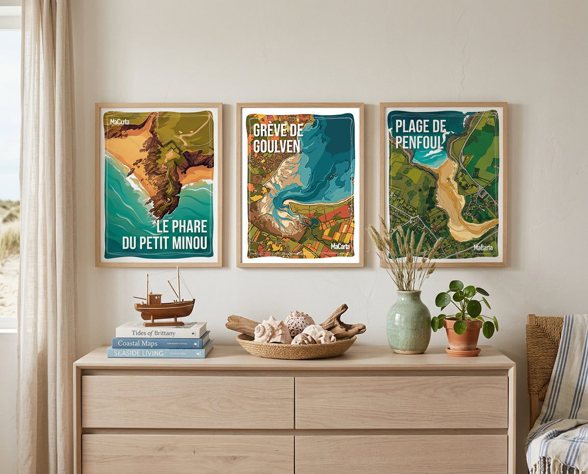 Affiche Grève de Goulven – Affiche Bretagne réversible 30x40