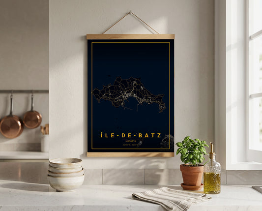Affiche Carte de l’Île de Batz – Poster carte décorative réversible 30x40 | Bretagne