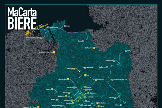 Carte des Bière Ille-et-Vilaine (40 brasseries à cocher)