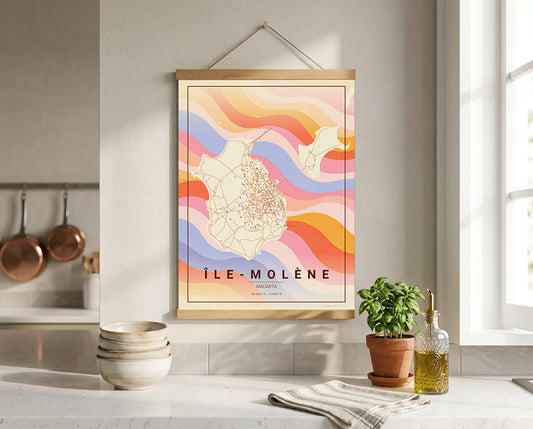 Affiche Carte de l’Île-Molène – Poster carte décorative réversible 30x40 | Bretagne