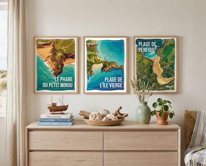 Affiche Plage de l’Île Vierge – Affiche Bretagne réversible 30x40