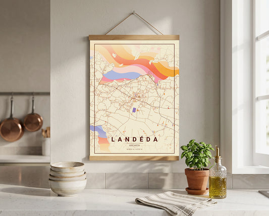 Affiche Carte de Landéda – Poster carte décorative réversible 30x40 | Bretagne