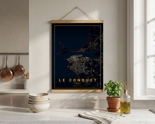 Affiche Carte du Conquet – Poster carte décorative réversible 30x40 | Bretagne
