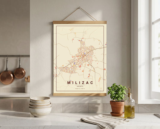 Affiche Carte de Milizac – Poster carte décorative réversible 30x40 | Bretagne