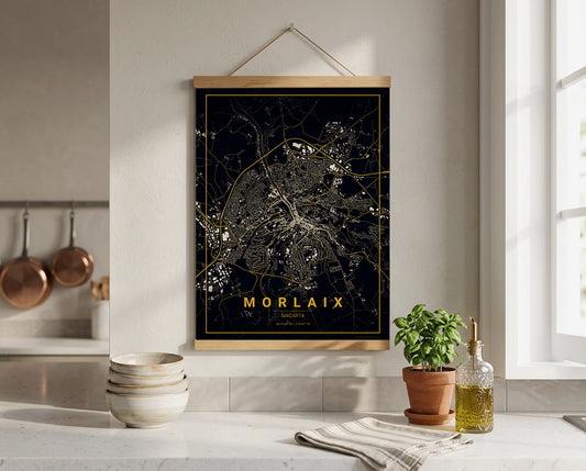 Affiche Carte de Morlaix – Poster carte décorative réversible 30x40 | Bretagne