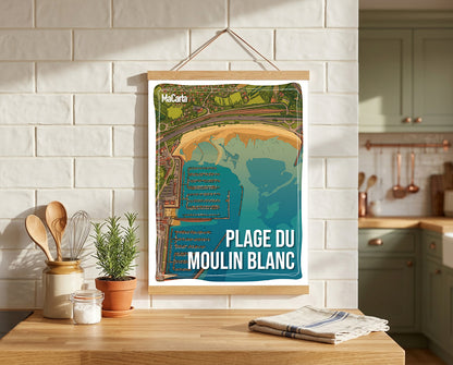 Affiche Plage du Moulin Blanc – Affiche Bretagne réversible 30x40