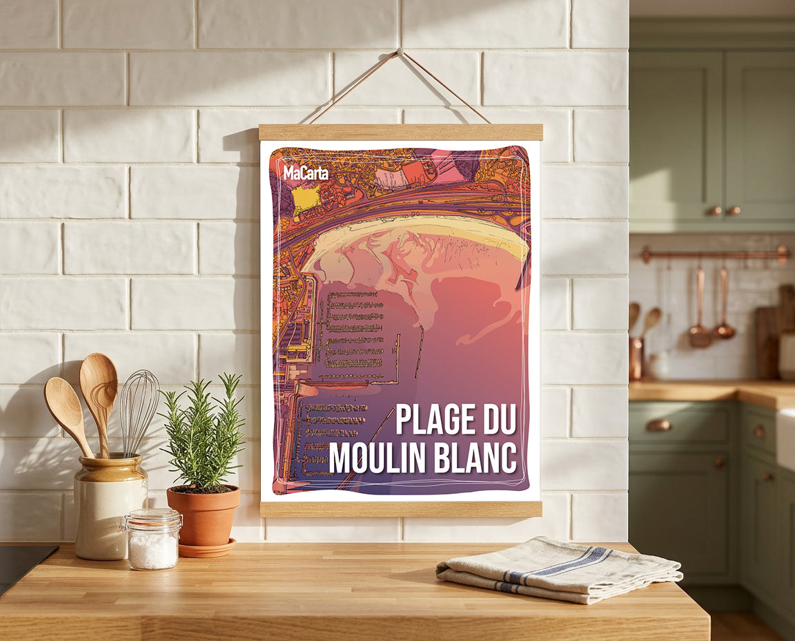 Affiche Plage du Moulin Blanc – Affiche Bretagne réversible 30x40
