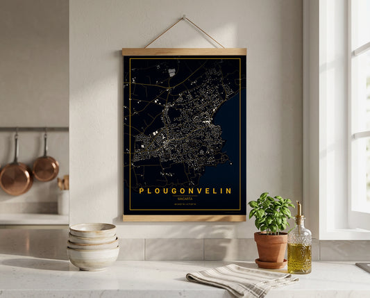 Affiche Carte de Plougonvelin – Poster carte décorative réversible 30x40 | Bretagne