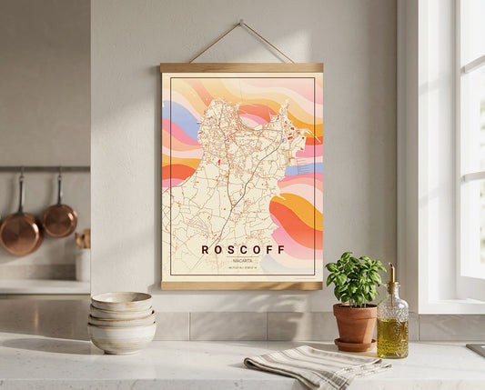 Affiche Carte de Roscoff – Poster carte décorative réversible 30x40 | Bretagne