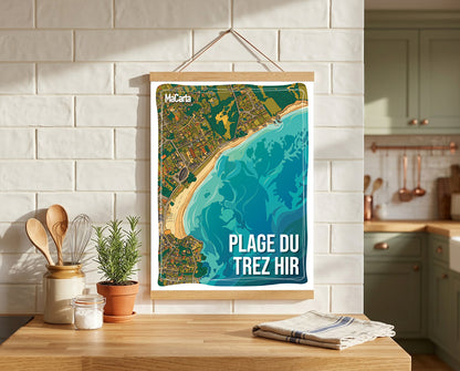 Affiche Plage du Trez Hir - Plougonvelin – Affiche Bretagne réversible 30x40